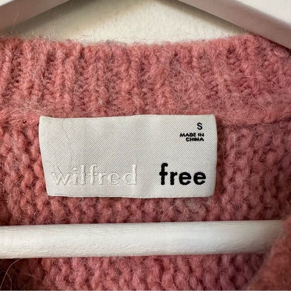 Aritzia Wilfred Free Lolan Alpaca Wool Oversized Cropped Sweater Rose Pink Small - Picture 7 of 9